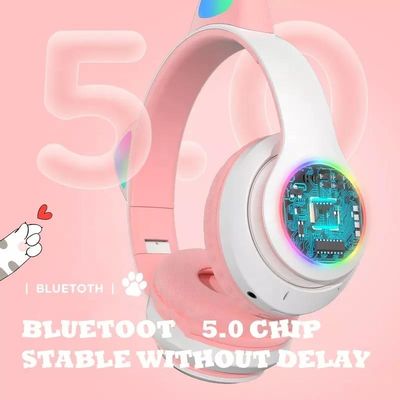 Μαύρα ακουστικά γατών Bluetooth, πτυσσόμενα ασύρματα ακουστικά Bluetooth
