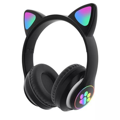 Μαύρα ακουστικά γατών Bluetooth, πτυσσόμενα ασύρματα ακουστικά Bluetooth