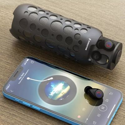 2 σε 1 ραδιόφωνο ακουστικών TWS Bluetooth με τον υπαίθριο φορητό ομιλητή Mic με ελεύθερα χέρια