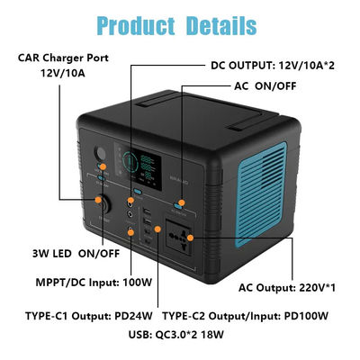 σταθμός ηλιακής ενέργειας 500W Lifepo4, φορητά πιστοποιητικά της FCC CE ROHS σταθμών παραγωγής ηλεκτρικού ρεύματος 518wh